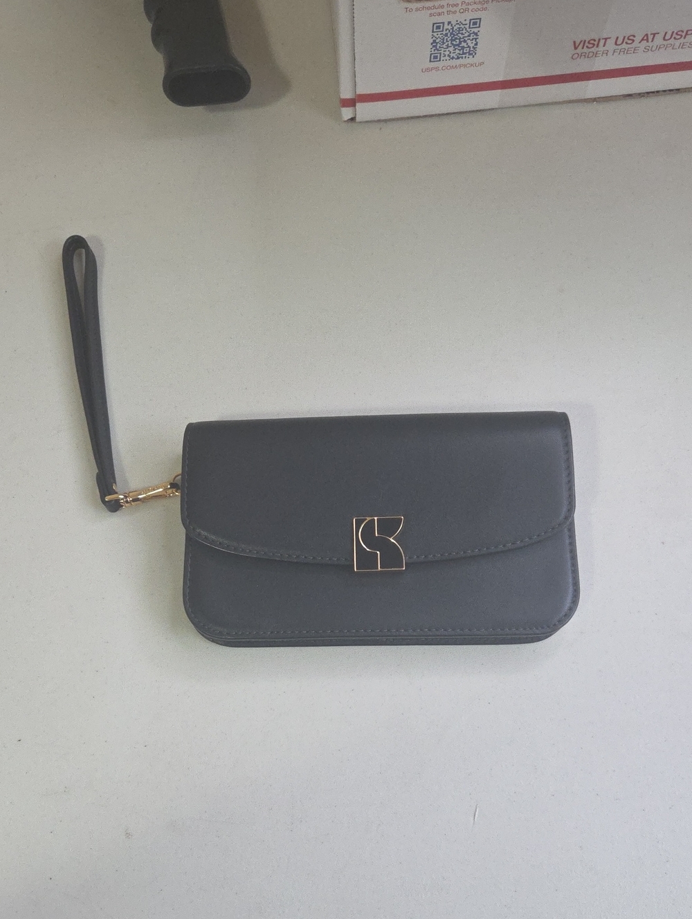 Kate Spade Black Wristlet Clutch with Gold Accent